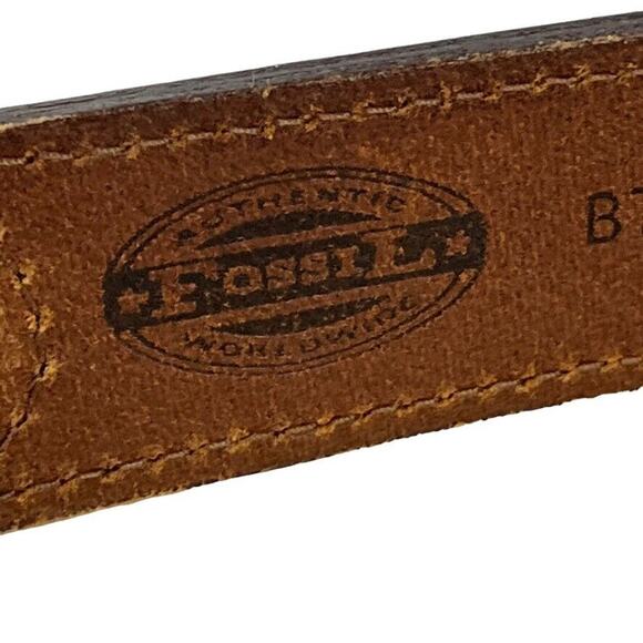 Fossil Womens Leather Brown Tan Gold Tone Buckle Adjustable 1.25" Wide x 26-32" - Picture 8 of 16